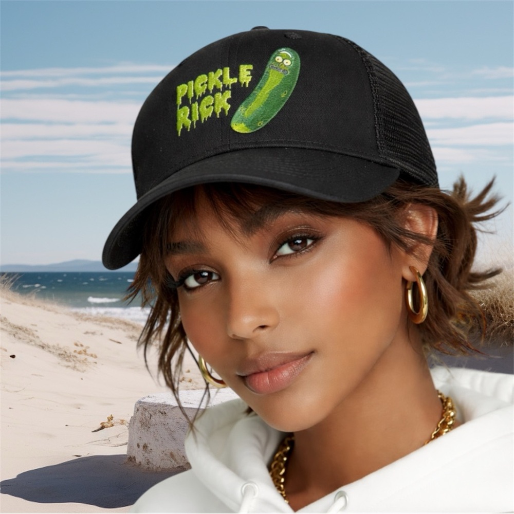 2 for $30 | Pickle Rick Embroidered Black Trucker Hat